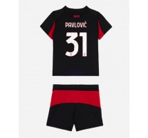AC Milan Strahinja Pavlovic #31 Koszulka Podstawowa dzieci 2025-26 Krótki Rękaw (+ krótkie spodenki)